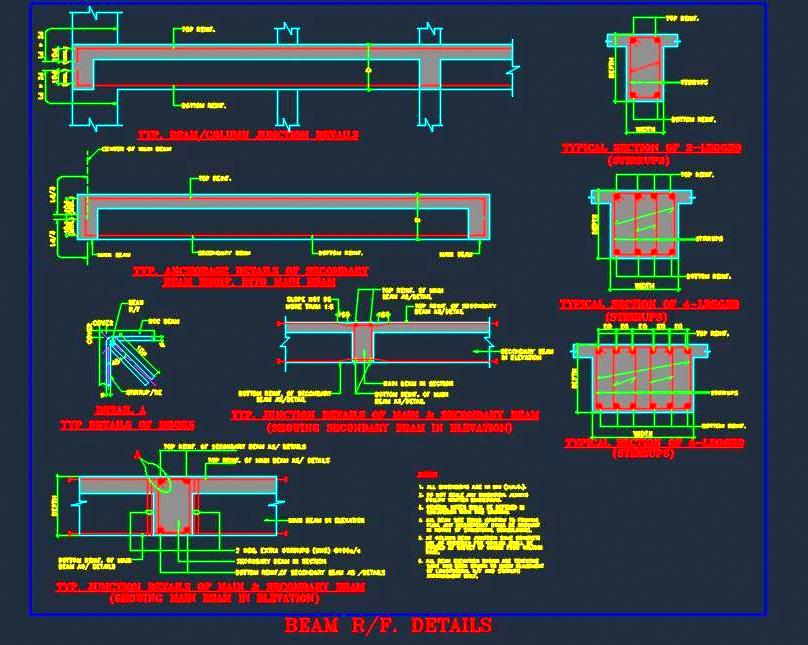 Beam Reinforcement Design CAD- Structural Details